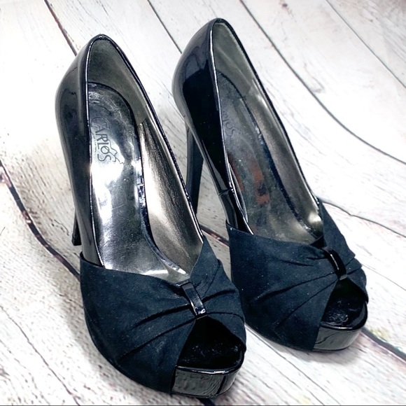 EUC-CARLOS Santana Patent Lthr/Suede PeepToe Heels - Picture 6 of 13